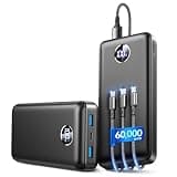 60000mAh 22.5W Fast Charge Portable Charger, for 5-Devices Power Bank | 45% Larger Capacity, 10 times for iPhone, with 3-in-1 Cable, External Battery Pack for Phones/iPad, Travel Camping Essential