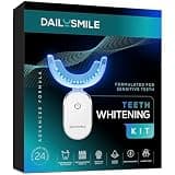 Dailysmile Teeth Whitening Kit with LED - Formulated for Sensitive Teeth, Hands-Free, Waterproof LED Light and 4 Gel Pens, Instant Results