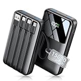 Power Bank, 15000mAh Portable Charger with Built in Cable, 22.5W Fast Charging, 6 Outputs, Slim Travel Essential Battery Pack with LED Display, Compatible with iPhone 17/16/15/14/13, iPad Black