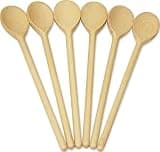 12 Inch Long Wooden Spoon Set by BICB | Natural Beechwood Mixing Spoons for Baking, Cooking & Stirring | Set of 6 Long Wooden Spoons | Cookware Sauce Spoons | Wood Mixing Spoon Set