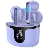 Wireless Earbuds, Bluetooth 5.4 Headphones HiFi Stereo with 4 HD Mic, 50H Playtime Bluetooth Earbuds with Dual LED Display, IPX7 Waterproof Wireless Earphones, Touch Control Ear Buds,USB-C, Purple