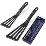 HOTEC 2-Pack Silicone Slotted Fish Turner Spatula Set, Black