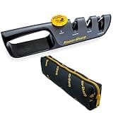 RazorSharp™ Knife Sharpener With Adjustable Angle Guide — Diamond-Coated Ceramic Sharpening Stones for All Knives Including Precision Kitchen, Professional, Chef's Knives — Non-Slip Rubber Edge Grip