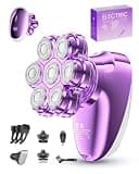 5-in-1 Electric Razors for Women, 7D Magnetic Heads Full Body Shaver, Waterproof Wet Dry Hair Remover with LED Display, Rechargeable Bikini Trimmer for Underarms, Face, Legs, Lips, Arms (Purple)