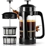 ESPRO P3 French Press Coffee Maker, 32oz, Black, Double Filter Press | Grit-Free Coffee Press, Thicker Borosilicate Heat Resistant Glass french press, Tea Press, Easy Coffee Brewer, Tea Brewer