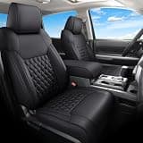 Huidasource Tacoma Seat Covers Full Set, Full Coverage Leather Truck Seat Cushion Cover Custom Fit for 2005-2015 Double & Crew Cab 2nd Gen Toyota Tacoma Base Prerunner SR5 Limited(Full Set/Black)
