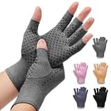 DRNAIETY 2 Pairs Arthritis Compression Gloves- for Hand Arthritis, Carpal Tunnel Pain, Rheumatoid Arthritis, RSI, Fingerless, Anti-Slip, Breathable Gloves for Men & Women, Typing, Daily Use(M, Gray)