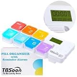 7 Day Medicine Pill Organizer, 4 Reminder Alarms, Loud Sound, 7 Large Compartments, Large Screen, Moisture-Proof, Dust-Proof, Travel Weekly/Daily Pill Box/Organizer/Case/Container/Dispenser, TBSoon
