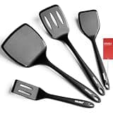 Silicone Spatula Set, 600°F Heat Resistant Kitchen Utensils, 4-Pcs, Black