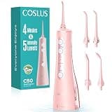 COSLUS ADA Accepted C50 Water Dental Flosser, 4 Modes 5 Power Levels, Pink | Professional Water Teeth Pick for Braces, Orthodontics & Sensitive Gums, Compact Cordless for Family Home Travel