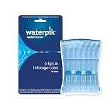 Waterpik 6 Replacement Tips with Case for Hygienic Storage & Travel TS-100E | Genuine Waterpik Brand, Includes 2 Precision, 2 Orthodontic, 2 Plaque Seeker Water Flosser Tip Refill Heads Nozzles