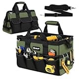 UUP Heavy Duty Tool Bag 15-Inch, 16-Pocket Portable Empty Tool Box Organizer, Big Storage Toolbox Organization, Soft Handle Large Zipper Carrying Toolbag, Father Day Gifts for Him Dad Men, Green