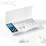 Smart Pill Organizer with Customizable Alarm and Light-Up Compartment, 14-Compartment 7-Day AM/PM Medicine Box with 700mAh Rechargeable Battery and USB Cable for Seniors, Vitamins and Daily Medication