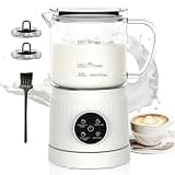 4-in-1 Electric Milk Frother and Steamer for Whole Milk, LED Touch Screen, Cold and Warm Foam Maker, Ceramic-Coated, 13.52oz for Lattes, Cappuccinos and Hot Chocolate, Auto Shut-Off, Cream White