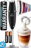 Zulay Kitchen Powerful Milk Frother Wand With Duracell Batteries - Ultra Fast Handheld Drink Mixer - Electric Whisk Foam Maker for Coffee, Lattes, Cappuccino & Matcha - Z1 Motor - Black