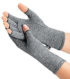 IMAK Brownmed Compression Arthritis Gloves - Fingerless Compression Gloves - Supports Circulation - Grey - Medium