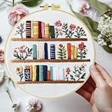 JOZYSH 8'' Flowers Embroidery Kit for Beginners Stamped Books and Flowers Pattern Embroidery Kit Cross Stitch Kit Embroidery Starter Kit with Instructions, Embroidery Hoops for Home Ofiice Decor