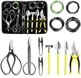 Bonsai Tools Set 13Pcs, Bonsai Essentials with PU Leather Bag, High Carbon Steel Succulent Trimming Kit, for Pruning, Raking, Training Plants, Ideal Gardening Gifts
