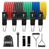 VEICK Resistance Bands with Handles, Exercise Tube Bands Set for Workouts | Stackable 10-150 lbs Latex Tubing, Heavy Weight, Fitness and Cord Bands for Working Out and Stretch