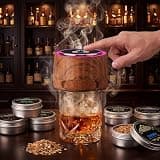 Electric Whiskey Smoker Kit - Rechargeable Cocktail Smoker with 6 Wood Chip Flavors - Smoke Infuser for Old Fashioned & Bourbon Cocktails - No Butane Needed - Whiskey Gifts for Men Dad (Rich Oak)