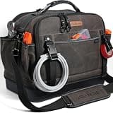 WELKINLAND 53Pockets Hard-Bottom HVAC Bag, Heavy-Duty Electrician Tool Bag,Waterproof Waxed Canvas Tools Bags, Top-Open 16 Inch Tool Bags,HVAC Service Bag For Men