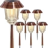 XMCOSY+ Solar Pathway Lights Outdoor - 6 Pack Solar Garden Lights, 10-40 LM Dimmable Solar Lights Outdoor Waterproof Auto On/Off IP 65 Solar Powered Landscape Lighting for Patio Walkway Driveway