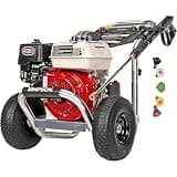 Simpson Aluminum Series 3600 PSI Gas Pressure Washer, 2.5 GPM, Honda GX200 | Gas Power Washer For Professionals. AAA Triplex Pump, 35' Hose, 5 Nozzles, Steel Frame. 49-State Compliant. ALH3425