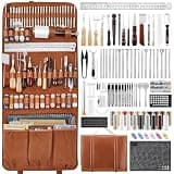 SAKERNEO Leather Working Tools kit Max Version with Custom Handbag Cutting Mats Engraving Punching Sewing Stamping Sanding Tools for Handicraft Work,Repair