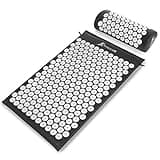 ProsourceFit Acupressure Mat and Pillow Set for Back/Neck Pain Relief and Muscle Relaxation, Black