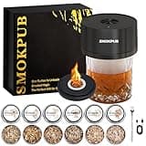 Electric Whiskey Smoker Kit, Rechargeable Cocktail Smoker with 6 Wood Chips, Flameless Heating System, Old Fashioned Drink Smoker Kit, Bourbon Whiskey Gifts for Men,Dad,Husband