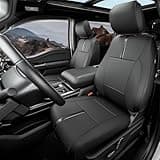 DiffCar for Ford F150 Seat Covers 2015-2023 2024 2025 2026 (Only Front Seat Covers), Leather Pickup Truck Seat Covers Custom Fit for F-150 XL XLT (Not for Regular Cab) Waterproof Car Accessories Black