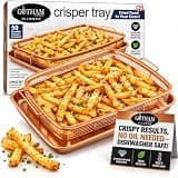 Air Fryer Basket For Oven, Gotham Steel Air Fryer Tray, 2 Piece Nonstick Copper Crisper Tray, Air Fry For Convection Oven, Also Great For Baking & Crispy Foods, Dishwasher Safe –X-Large, 16.5" x 12.5"