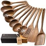 Hefild Wooden Spoons for Cooking, 10-Piece Acacia Wood Cooking Utensil Set