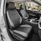 GIANT PANDA 2PCS Front Seat Covers Custom Fit Toyota Tacoma 2005-2026 SR5,SR,TRD Sport,TRD Off-Road,TRD Pro, Limited Double & Crew Cab Access Truck Seat Protectors,Faux Leather (Black+Gray)