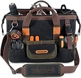 WELKINLAND 32-Pockets Waxed Canvas tool bag, Heavy-Duty Electrician tools bag, HVAC tool bags, Tool bag organizer, 16" Tools bag carrier for men, Tool bags for electricians