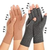 Zexhoor 2 Pairs Arthritis Compression Gloves for Women Men, Carpal Tunnel Pain Relief, Fingerless for Typing Both Hands
