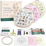 Bradove Beginner Embroidery Kit for Adults and Kids | Hand Embroidery Kit for Beginners with Patterns, Learn to Embroider Kit Adult Beginner, Stitches Practice, Learn to Sew