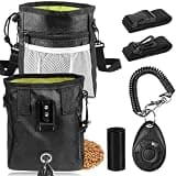 JIURUN 3-in-1 Dog Treat Pouch for Training, Hands-Free Dog Training Treat Bag with Clicker & Poop Bag Dispenser, Adjustable Waist Pack with Belt Loop Clip for Dog Walk, Park, Outdoor Essentials