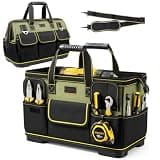 18 Inch Heavy Duty Tool Bag, 16-Pocket Portable Tool Box Organizer | Wide Mouth, Hard Bottom, Large Storage Toolbox, Soft Handle, Double-pull Zipper, Tote Carry Toolbag for Men Dad Gifts