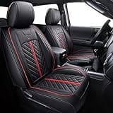 Tomatoman Tacoma Seat Covers Compatible with Toyota Tacoma 2005-2024 2025 2026 Truck Access Crew Double Extended Cab TRD Sport Offroad Limited SR5 V6 Airbag Compatible Car Cushions(Full Set/Black-Red)