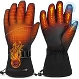 Heated Gloves for Men Women, Rechargeable Electric Heated Gloves with Touchscreen & 3 Heating Modes, Waterproof Windproof Motorcycle Heating Gloves for Winter Work Skiing