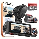 4K+4K+1080P 3 Channel Dash Cam, Free 128GB Card, AProX HD Night Vision | Dash Cam Front and Rear with Cabin, 5.8GHz WiFi6 - up to 20MB/s, App, GPS, G-Sensor, 24H Parking Mode, Support 512GB Max