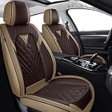 JXTH Fit for Ford F-150 Seat Covers 2009-2026, Nappa Leather, 360° Full Protection, Thick Padding & Memory Foam, Waterproof & Stain-Resistant Car Seat Cover (Front Set,Brown&Beige)